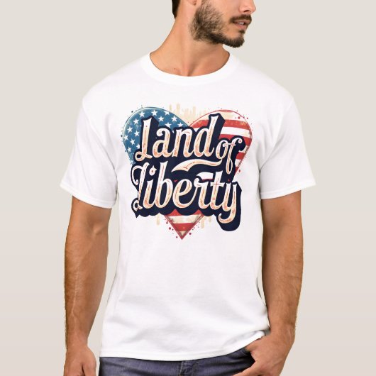 Retro Patriottische Hart Vlag Gen Z - Land van Vri T-shirt (Voorkant)