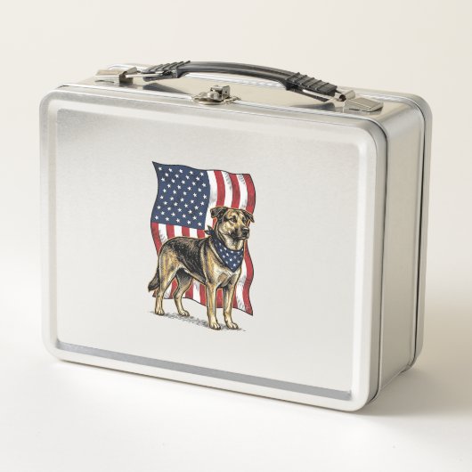 Retro Patriottische Hond Vlag Vector T-shirt Ontwe (Voorkant)