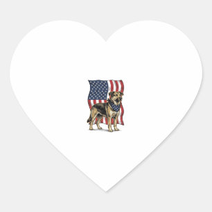 Retro Patriottische Hond Vlag Vector T-shirt Ontwe Hart Sticker