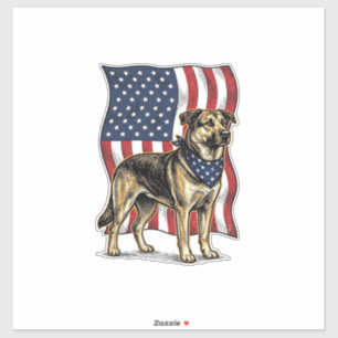 Retro Patriottische Hond Vlag Vector T-shirt Ontwe Sticker