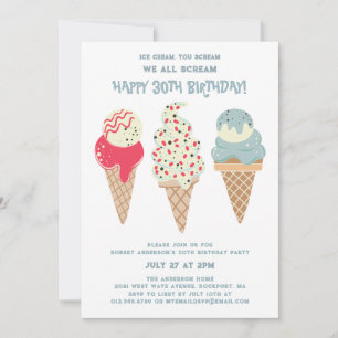 Retro Patriottische Ice Cream Cone 30e verjaardag Kaart