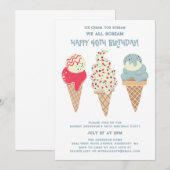 Retro Patriottische Ice Cream Cone 40e Verjaardag Kaart (Voorkant / Achterkant)