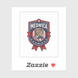 Retro Patriottische Kat Meowica USA T-shirt Ontwer Sticker