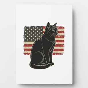 Retro Patriottische Kat Vlag Grafische T-Shirt Ont Fotoplaat