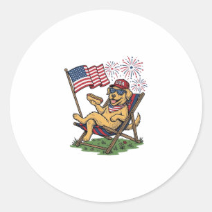 Retro Patriottische Katten USA T-shirt Ontwerp (2) Ronde Sticker