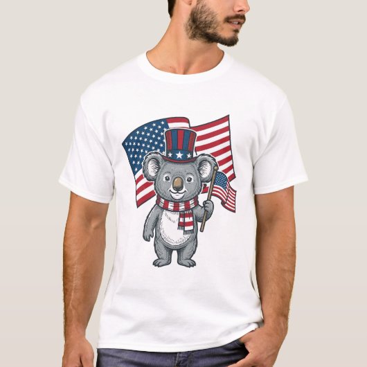 Retro Patriottische Koala Vlag Shirt Ontwerp_1 (Voorkant)