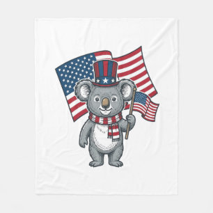Retro Patriottische Koala Vlag Shirt Ontwerp_1 Fleece Deken