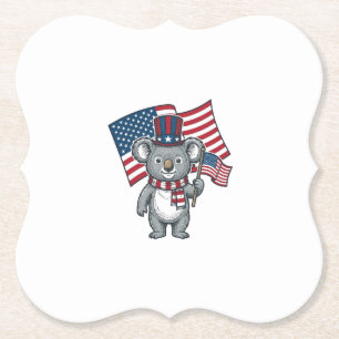 Retro Patriottische Koala Vlag Shirt Ontwerp_1 Kartonnen Onderzetters