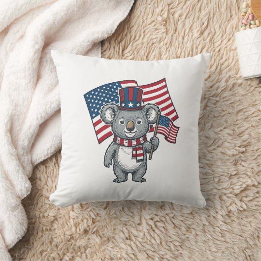 Retro Patriottische Koala Vlag Shirt Ontwerp_1 Kussen (Deken)