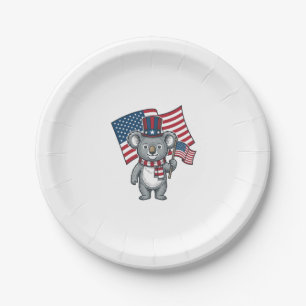Retro Patriottische Koala Vlag Shirt Ontwerp_1 Papieren Bordje