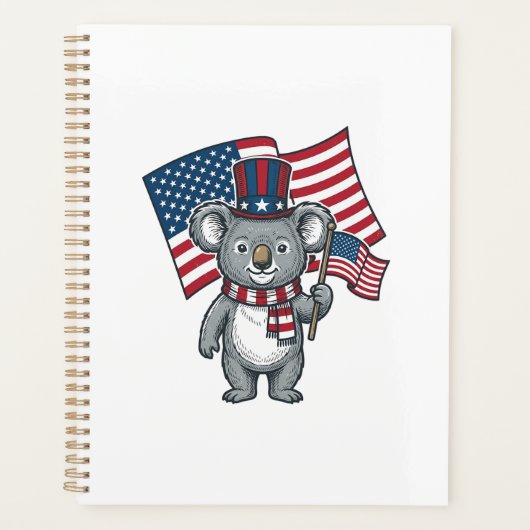 Retro Patriottische Koala Vlag Shirt Ontwerp_1 Planner (Voorkant)