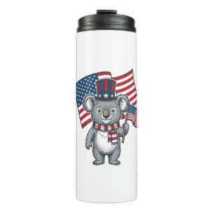 Retro Patriottische Koala Vlag Shirt Ontwerp_1 Thermosbeker