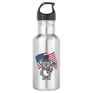 Retro Patriottische Koala Vlag Shirt Ontwerp_1 Waterfles