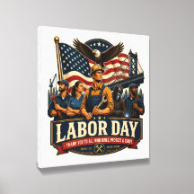 Retro Patriottische Labor Day Adelaar Werkers Desi