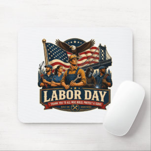 Retro Patriottische Labor Day Adelaar Werkers Desi Muismat