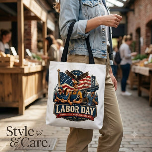 Retro Patriottische Labor Day Adelaar Werkers Desi Tote Bag