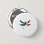 Retro Patriottische Libel Vector Shirt Ontwerp_1 Ronde Button 5,7 Cm (Voorkant /achterkant)
