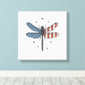 Retro Patriottische Libelle Vector T-shirt Ontwerp Canvas Afdruk (Insitu (Houten vloer))