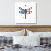 Retro Patriottische Libelle Vector T-shirt Ontwerp Canvas Afdruk (Insitu (Slaapkamer))