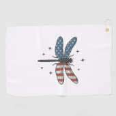 Retro Patriottische Libelle Vector T-shirt Ontwerp Golfhanddoek (Horizontaal)