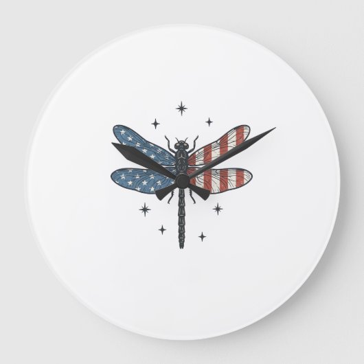 Retro Patriottische Libelle Vector T-shirt Ontwerp Grote Klok (Voorkant)