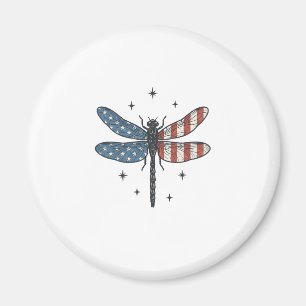 Retro Patriottische Libelle Vector T-shirt Ontwerp Magneet