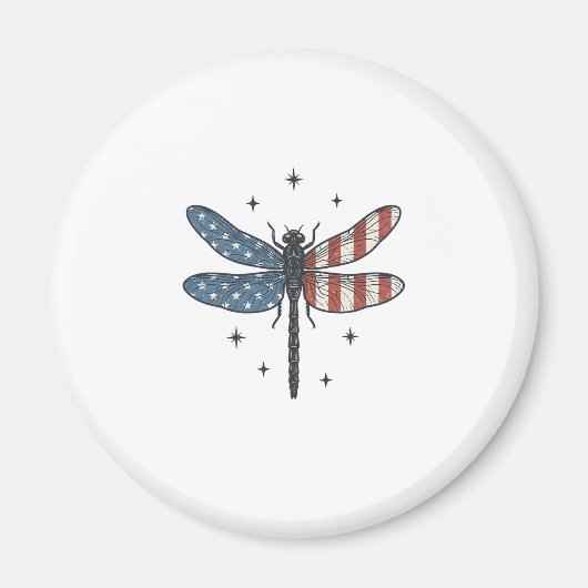 Retro Patriottische Libelle Vector T-shirt Ontwerp Magneet (Voorkant)