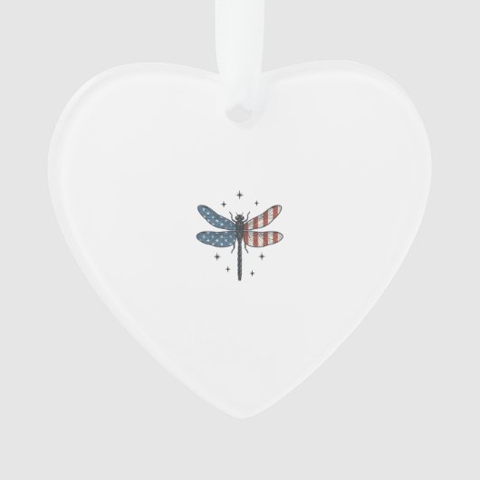 Retro Patriottische Libelle Vector T-shirt Ontwerp Ornament (voorkant)