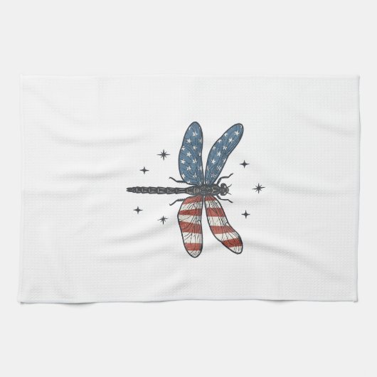 Retro Patriottische Libelle Vector T-shirt Ontwerp Theedoek (Horizontaal)