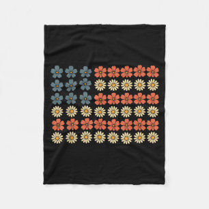Retro Patriottische Madeliefje Amerikaanse Vlag Vr Fleece Deken