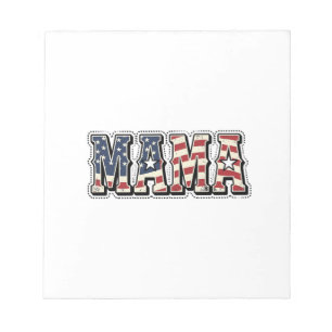 Retro Patriottische Mama Lettering T-shirt Ontwerp Notitieblok