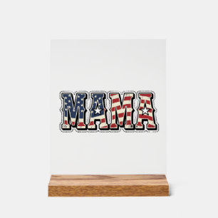 Retro Patriottische Mama Letters T-shirt Ontwerp_1 Acryl Bord