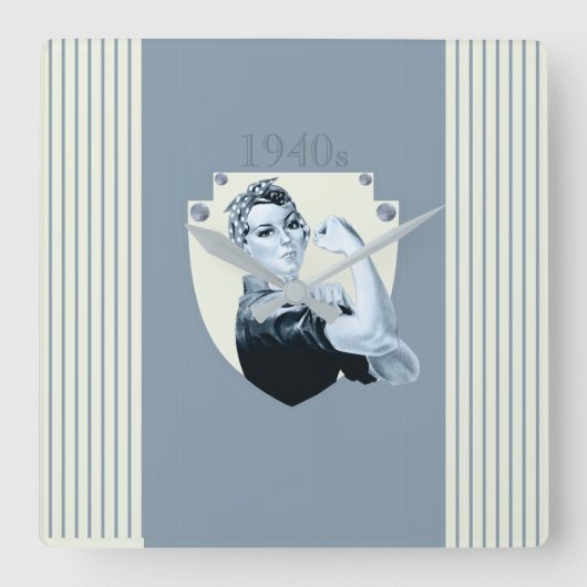  retro-patriottische oorlogsvrouw uit 1940 vierkante klok (Voorkant)