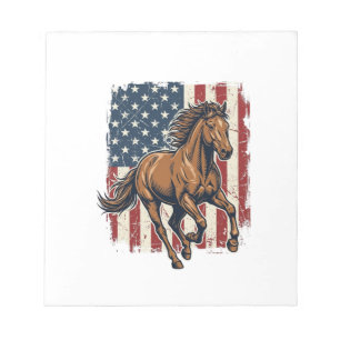 Retro Patriottische Paard Vlag Vector T-shirt Ontw Notitieblok