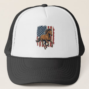 Retro Patriottische Paardenvlag Vector T-shirt Ont Trucker Pet