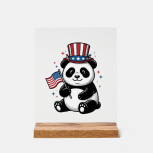 Retro Patriottische Panda Vlag Shirt Ontwerp_1 Acryl Bord
