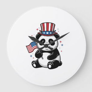 Retro Patriottische Panda Vlag Shirt Ontwerp_1 Grote Klok