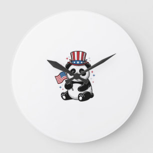 Retro Patriottische Panda Vlag Shirt Ontwerp_1 Grote Klok