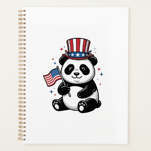 Retro Patriottische Panda Vlag Shirt Ontwerp_1 Planner (Voorkant)