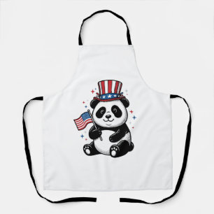 Retro Patriottische Panda Vlag Shirt Ontwerp_1 Schort
