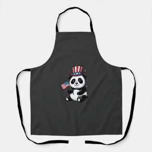 Retro Patriottische Panda Vlag Shirt Ontwerp_1 Schort