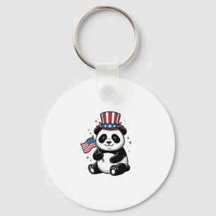 Retro Patriottische Panda Vlag Shirt Ontwerp_1 Sleutelhanger