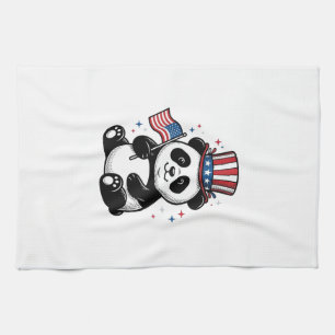 Retro Patriottische Panda Vlag Shirt Ontwerp_1 Theedoek