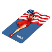 Retro Patriottische Pin-Up Art Meisje Magneet (Linkerzijde)