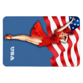 Retro Patriottische Pin-Up Art Meisje Magneet (Horizontaal)