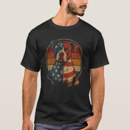 Retro Patriottische Pit Bull - Vintage Amerikaanse T-shirt