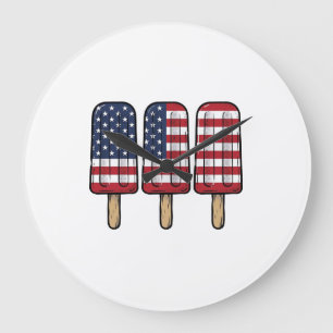 Retro Patriottische Popsicle Vlag T-shirt Ontwerp_ Grote Klok