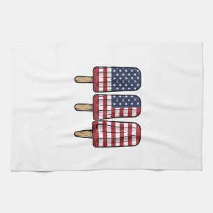 Retro Patriottische Popsicle Vlag T-shirt Ontwerp_ Theedoek