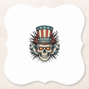 Retro Patriottische Schedel Hoed T-Shirt Ontwerp_1 Kartonnen Onderzetters