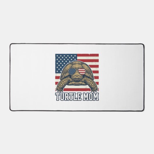 Retro Patriottische Schildpad Moeder Shirt Ontwerp Bureaumat (Voorkant)